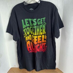 Black Graphic T-Shirt with Colorful Text